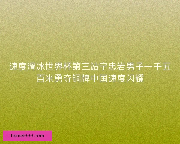 速度滑冰世界杯第三站宁忠岩男子一千五百米勇夺铜牌中国速度闪耀